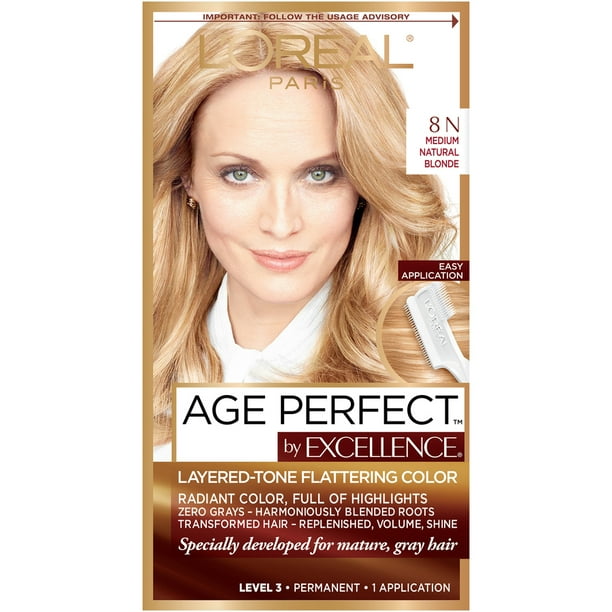 L'Oreal Paris Age Perfect Permanent Hair Color, 8N Medium Natural