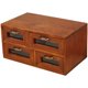 thumbnail image 1 of Organizador de escritorio de oficina en casa de doble capa con 4 cajones de almacenamiento, caja de almacenamiento de madera, 1 of 7