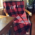 thumbnail image 2 of Organic Club Cunningham 100% Wool Throw Wrap 50x70'' (127x178 cm) Sheep Wool Plaid Throw Blanket with Fringe Wool Blanket for Couch Sofa or Bed, Red and Black, 2 of 9