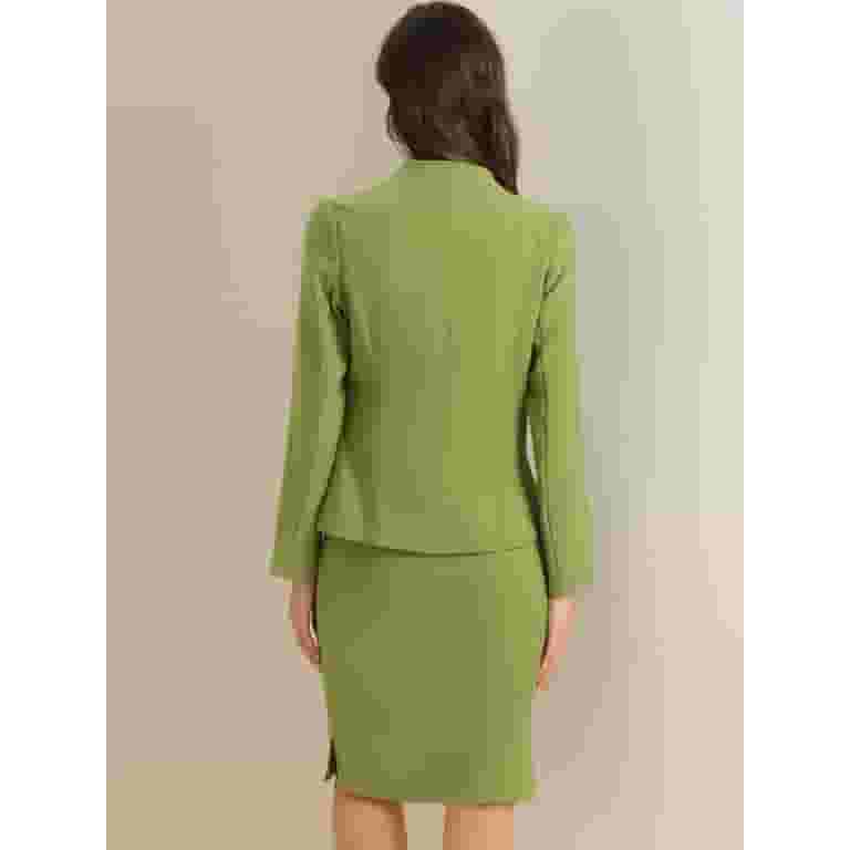Daring Diva Women's Collarless Blazer Formal 2pcs Skirt Suit Sets XS Olive Green Daring Diva Women's Collarless Blazer Formal 2pcs Skirt Suit Sets XS Olive Green