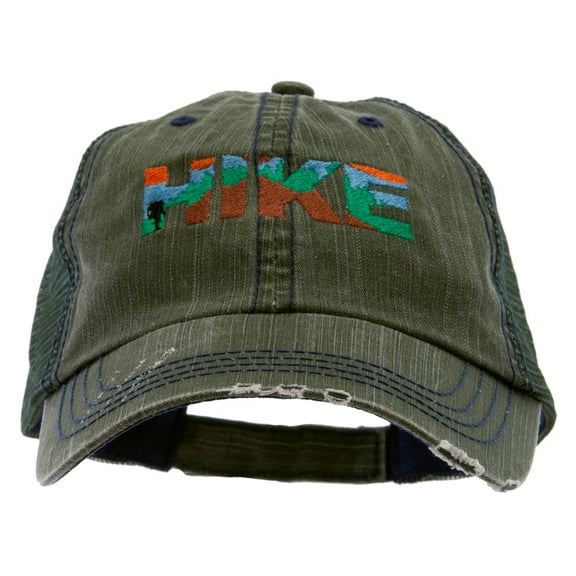 Mountain Hiking Embroidered Low Profile Special Cotton Mesh Cap - Green OSFM