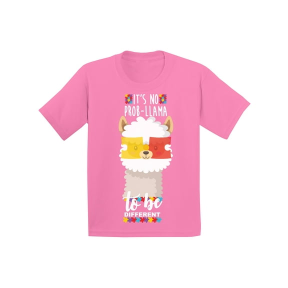 Awkward Styles Autism T-shirt It's No Prob-Llama to be Different Kids T Shirts Llama Tee