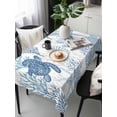 thumbnail image 6 of Navy Blue Grey Coastal Table Cloth, Sea Turtle Nautical Coral Summer Beach Waterproof Tablecloth for Rectangle Tables, Washable Fabric Table Cover for Restaurant Kitchen Dining Tables 60"x120", 6 of 6