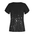 thumbnail image 5 of WXLWZYWL Womens Summer Tops Print V-Neck T-Shirt Short Sleeve Casual Blouse Black, 5 of 5