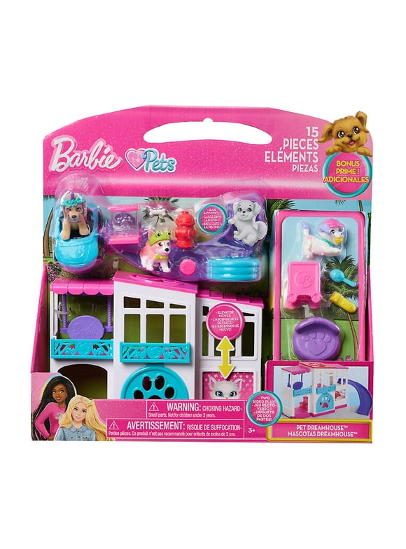 Barbie Pets Dreamhouse Figures and Playset, 14 pcs.