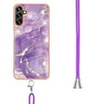 thumbnail image 3 of SaniMore for Samsung Galaxy A25 Case with Detachable Crossbody Lanyard Shockproof TPU Backplane Marble Pattern Luxury Fashion Anti-drop Slim Lightweight Cover, Darkpurple, 3 of 4