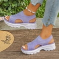 thumbnail image 5 of Women's Orthopedic Open Toe Mesh Wedge Sandals Comfortable Elastic Ankle Strap Breathable Platform Sandal Summer Athletic Sport Walking Beach Sneakers 36, 5 of 7