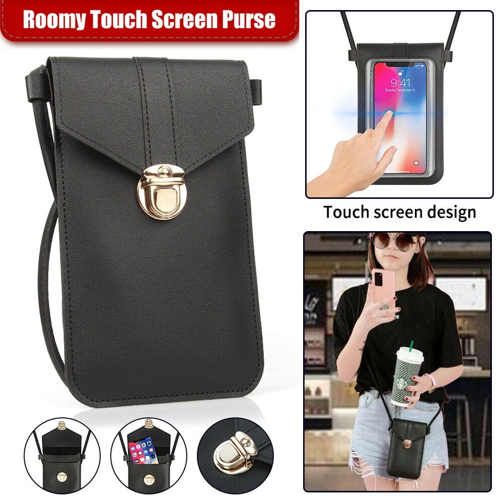 Cell Phone Bag, PU Leather Crossbody Cellphone Purse for Women, Touch  Screen Cell Phone Pouch Holder Shoulder Bag with Clear Window Pockets  Straps Fit for iPhone, Samsung Galaxy, 6.5 Phones 