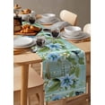 thumbnail image 6 of Birds Cage Table Runner Cotton Linen 48 Inch Holiday Dresser Scarves, Spring Botanical Blue Floral Tablerunner for Kitchen Coffee Dining Bedroom Home Living Room Dinner Scarf Décor 13''x48'', 6 of 9