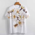 thumbnail image 4 of Bee And Flowers Women T-Shirt Classic O Neck T-Shirts Short-Sleeve Trendy Animal Print Design Tshirt Casual Clothing, 4 of 5