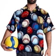 thumbnail image 4 of Baseball Men's Short Sleeve Button Down Hawaiian Shirts for Summer Beach Casual Printed Style, 4 of 6