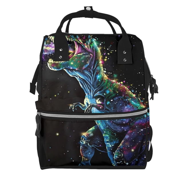 Easygdp colorful flames dinosaur para Bolsa de Bebé de Gran Capacidad con Múltiples Bolsillos, Bolsa de Pañales para Padres, Bolsa de Viaje Organizada y Elegante
