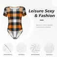 thumbnail image 6 of Gaeub Orange Plaid Women'S Short Sleeve One Piece Swimsuit Sexy High-Waisted Bodysuit For Swimming, Beach, Sports - Small, 6 of 9