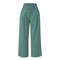 thumbnail image 6 of Lenpel Girls' Wide Leg Pants Elastic High Waisted Pleated Baggy Casual Trousers Loose Beach Pants with Pockets, 6 of 7