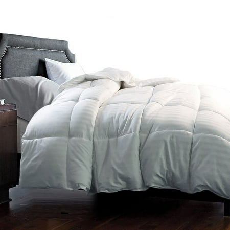 Hotel Grand 350 Thread Count Damask White Goose Down Blend Comforter -