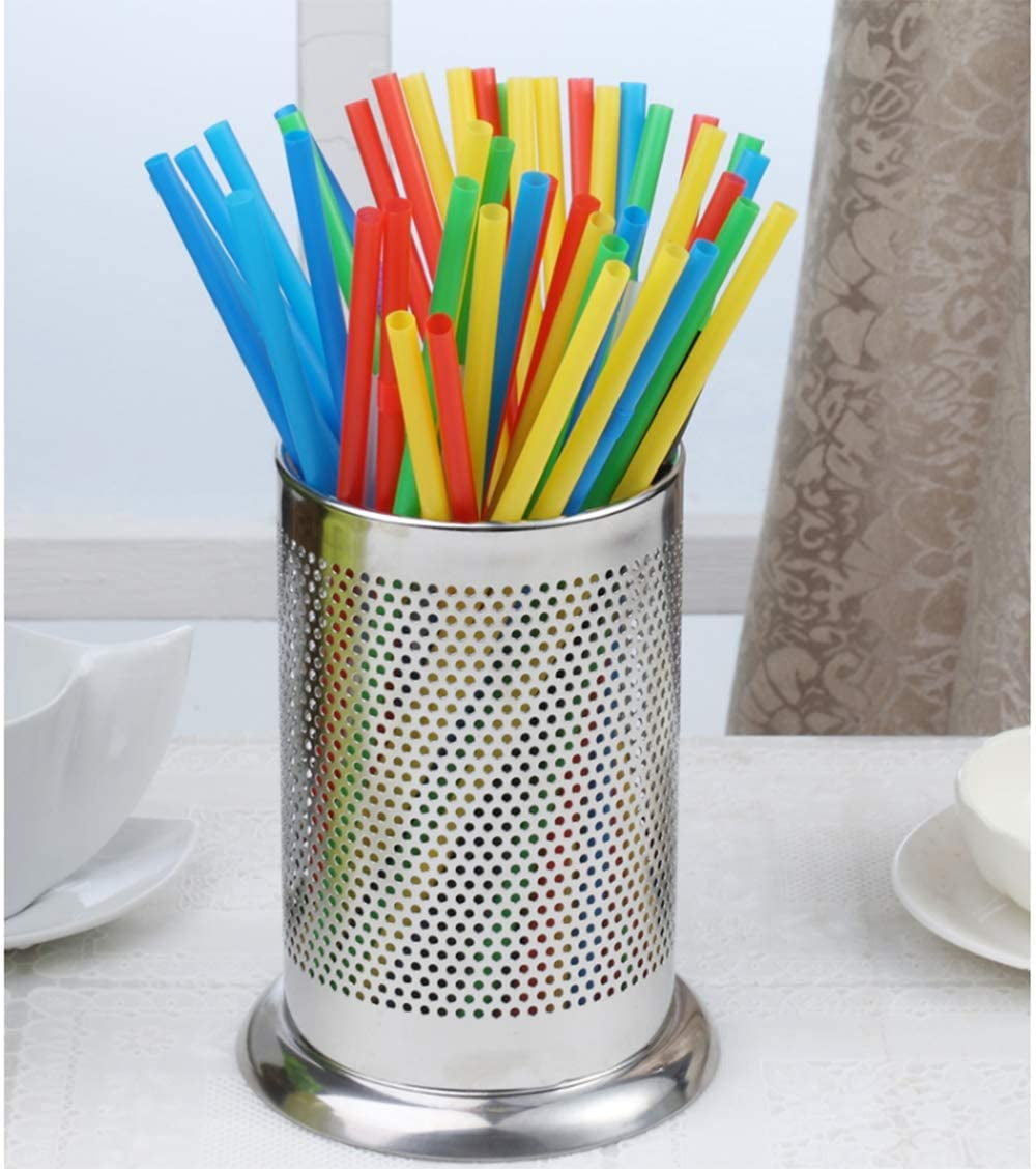 Mornenjoy Stainless Steel Straw Dispenser, Countertop Straw Holder