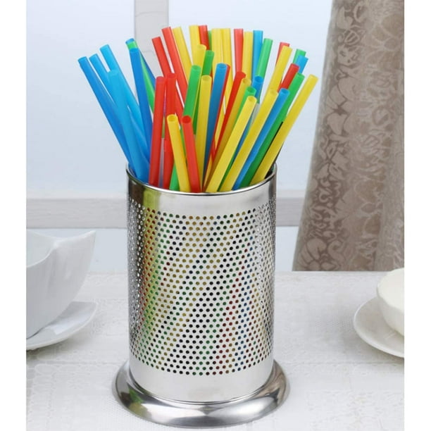 Mornenjoy Stainless Steel Straw Dispenser, Countertop Straw Holder