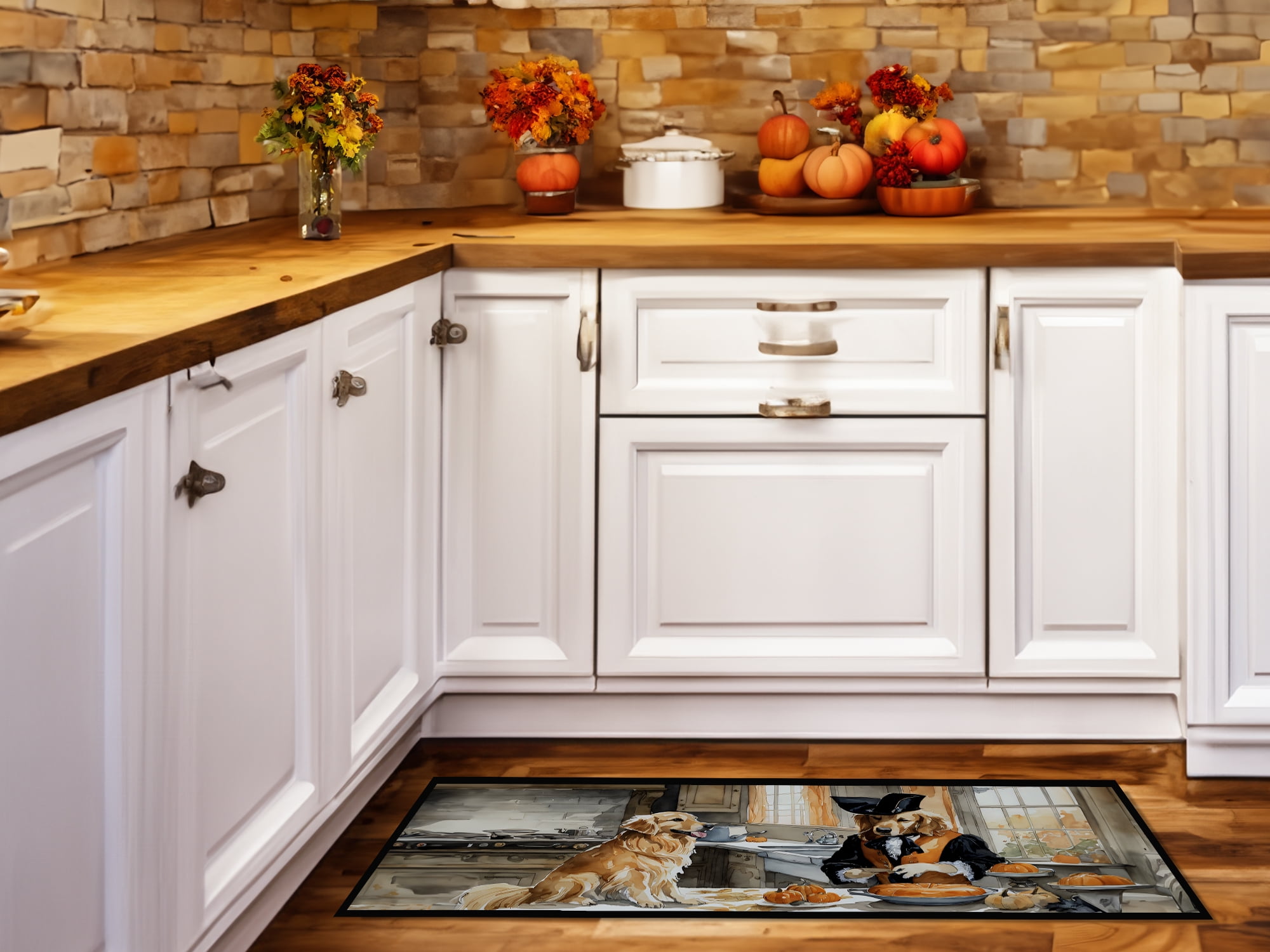 Golden Retriever Fall Kitchen Pumpkins Runner Mat 28x58 58 in x 28 in