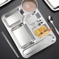 thumbnail image 4 of MasteelfCA 1Pc Stainless Steel Plate Household Divided Plate Fruit Plate Breakfast Plate (Silver), 4 of 9