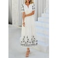 thumbnail image 4 of PRETTYGARDEN Women's Summer Boho Maxi Dress Spring Floral Short Sleeve V Neck A Line Flowy Beach Wedding Guest Dresses, 4 of 9