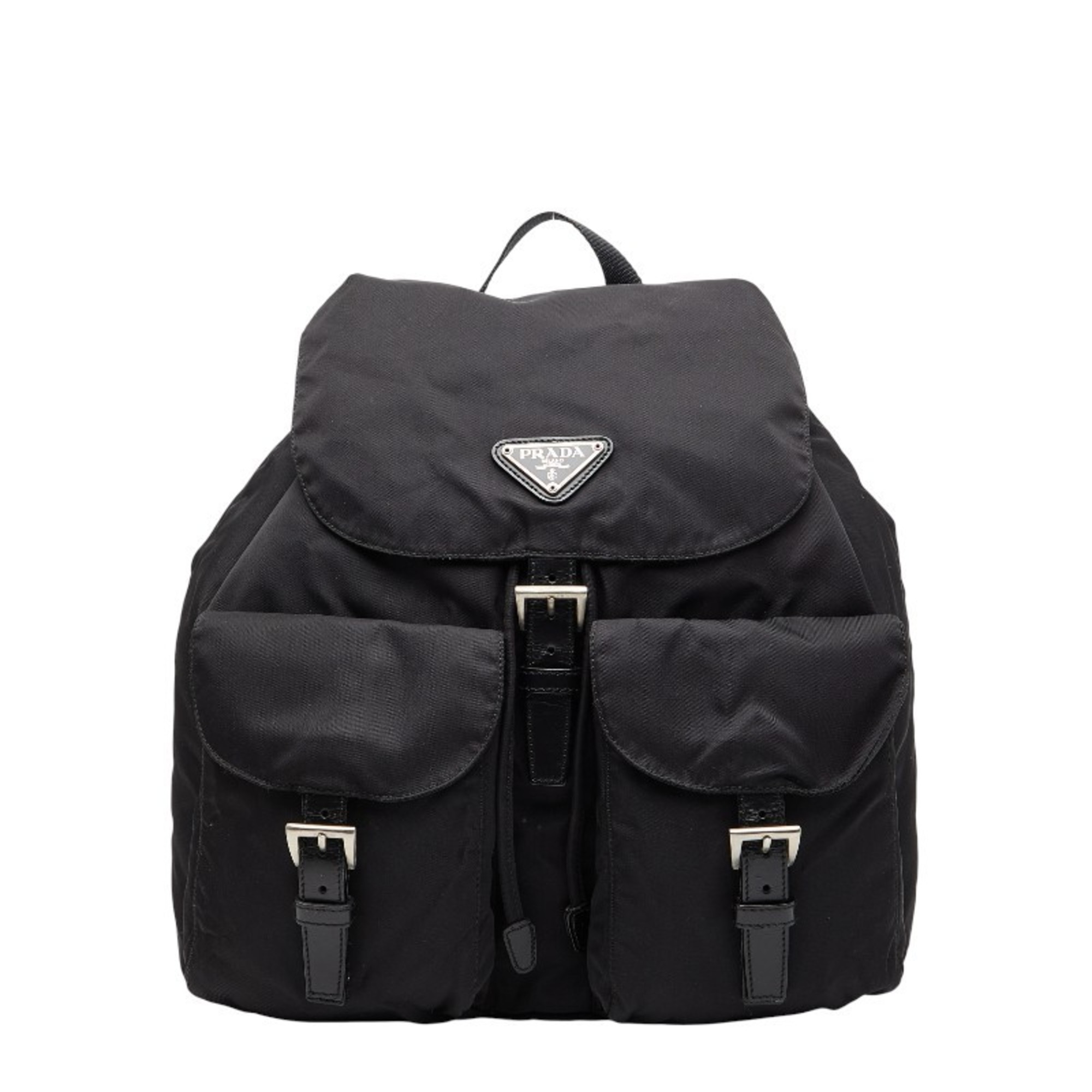 PRADA 1BZ032 Logo Plate backpack bag Backpack Black Black Re-nylon And Leather Backpack | PRADA main image 2