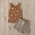 thumbnail image 2 of Odeerbi Baby Girls Clothes Toddler Outfit Summer Polka Dot Vest Button Top Shorts Two Piece Set Brown, 2 of 9