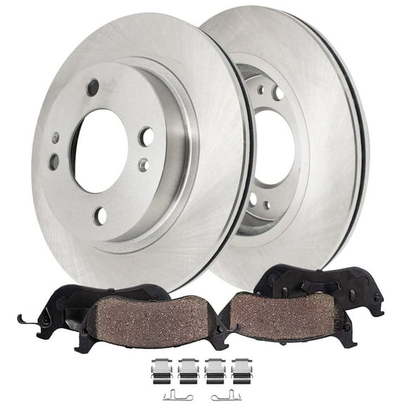 Detroit Axle - 4pc Front Brake Kit for 2014 2015 2016 Mitsubishi Mirage, Disc Brake Rotors Ceramic Brakes Pads with Hardware Assembly Replacement : 9.02" inch Rotors