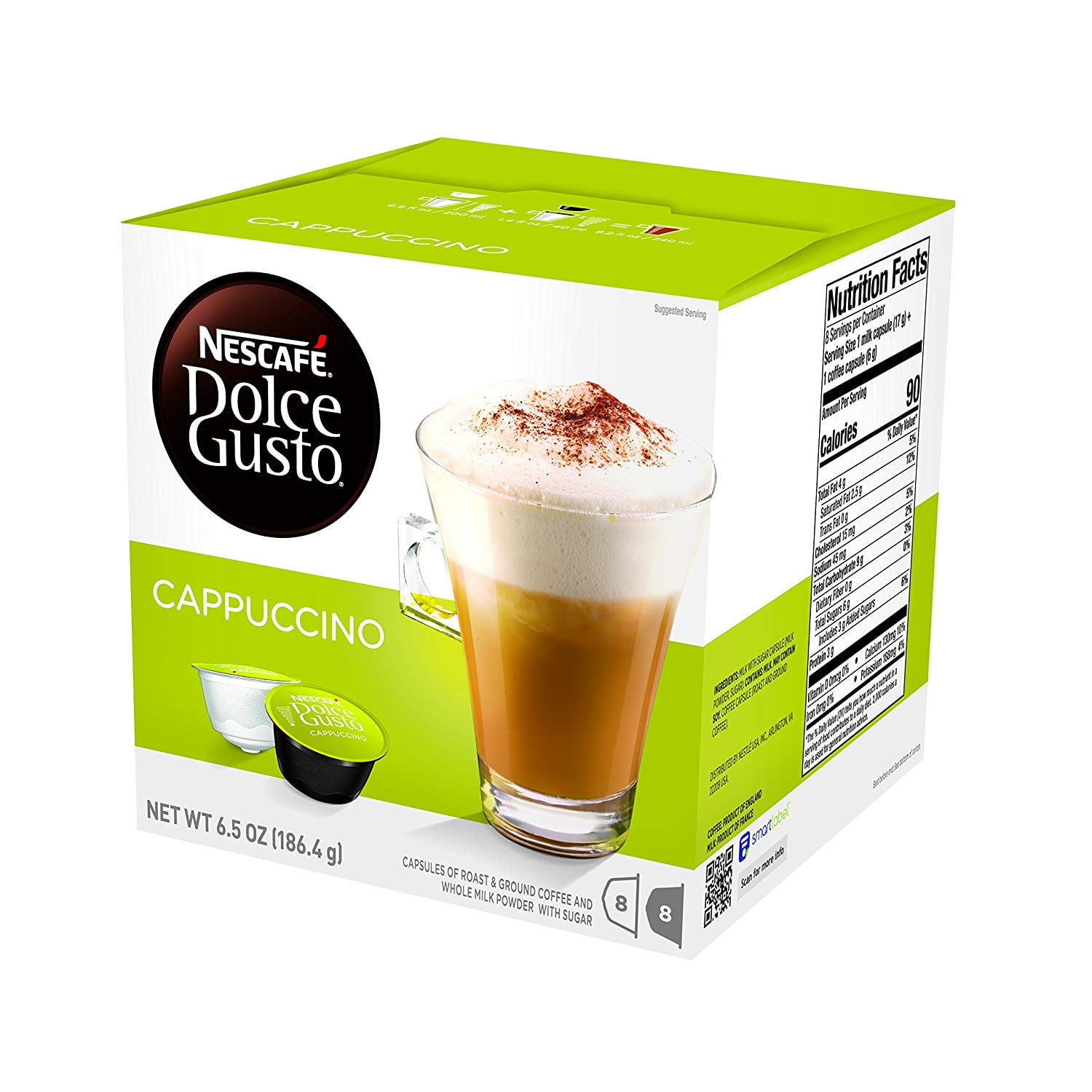 5 X Nescafe Dolce Gusto Cappuccino 16 Capsules 100g
