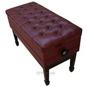 CPS Genuine Leather Duet Size Genuine Leather Adjustable Artist Concert Piano Bench in Mahogany Satin