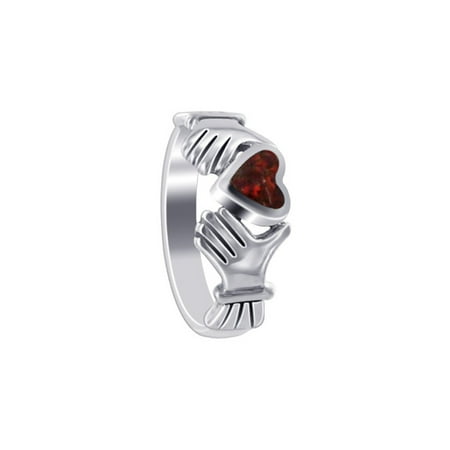 - Gem Avenue Heart Shape 925 Sterling Silver Red Solitaire Ring