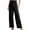 Black, variant on Women's Linen Wide Leg Pants Summer Palazzo Trousers High Waisted Wide Self-tie Belted Flowy Beach Pants with Pockets Gray L