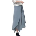 thumbnail image 2 of Women's Casual Pants Women'S Lace Up Chiffon Trousers Elastic Waist Casual Loose Wide Leg Skirt Casual Pants,Blue Women's Casual Pants XL, 2 of 4
