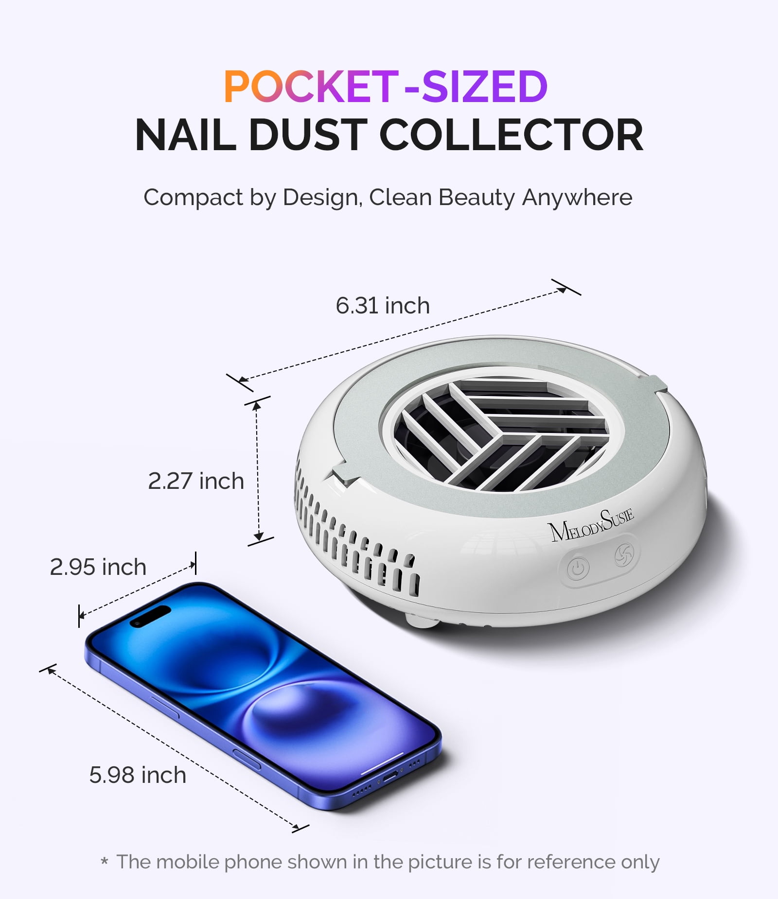 MelodySusie Mini Nail Dust Collector,HProA 6000RPM Portable Suction Vacuum Fan with 30 Pcs Filter Papers,White