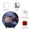 thumbnail image 4 of Kdxio Winter Fire Dragon Bone China Decorative Plate Ceramic Decorative Plate for Home Office Wall Stand Decorative Plates for Home Bedroom-7in, 4 of 6