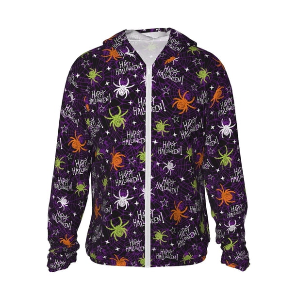 Fotbe Halloween Chaqueta con Protección Solar UPF 50+ para Hombre y Mujer, Camisa con Capucha y Bolsillos-Large