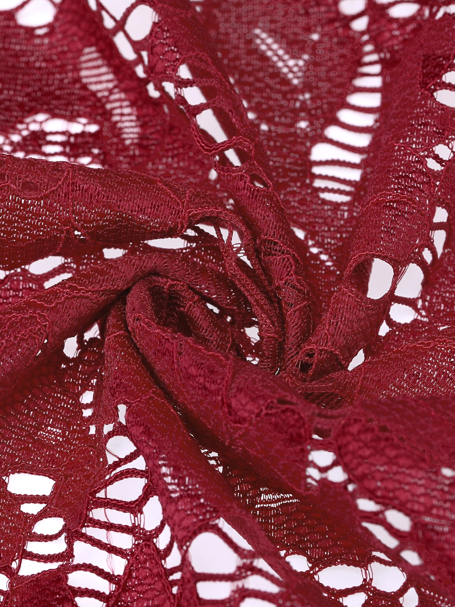 DARING DIVA Women's Lace Shrug Ruffle Cardigan Open Front Half Sleeve Bolero S Burgundy