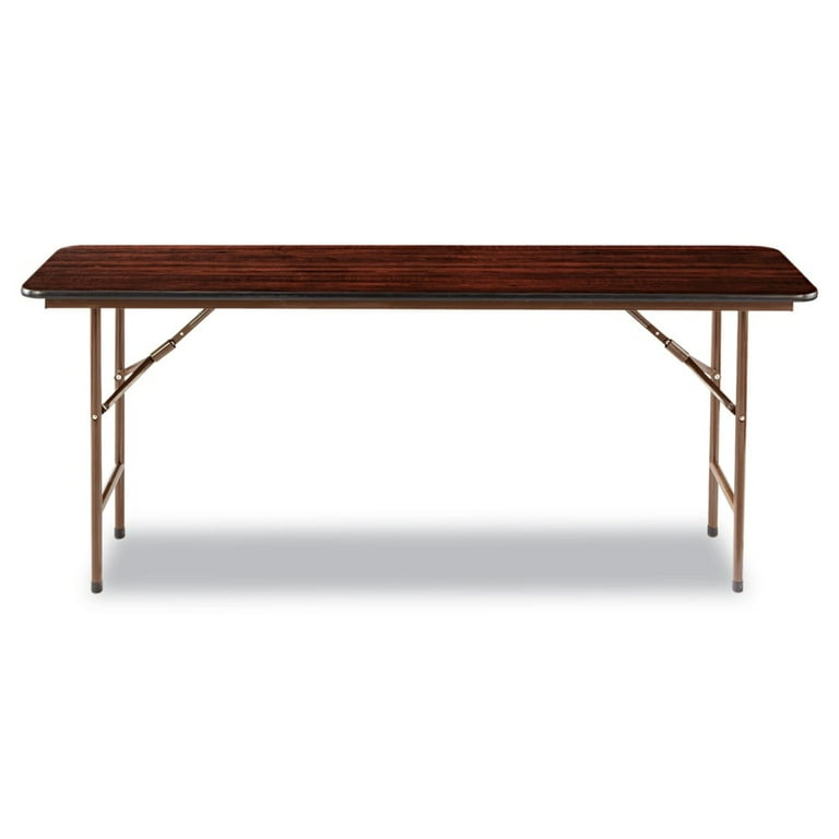 Wood Folding Table, Rectangular, 71.88w x 17.75d x 29.13h, Mahogany Wood Folding Table, Rectangular, 71.88w x 17.75d x 29.13h, Mahogany