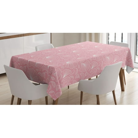 

Light Pink Tablecloth Ornamental Floral Pattern with Swirled Lines Flourishing Petals Elegance Girls Design Rectangular Table Cover for Dining Room Kitchen 60 X 84 Inches White by Ambesonne