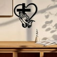 thumbnail image 2 of Elegant Metal Christian Heart & Cross Wall Art, 12in Praying Hands Design Cross Wall Sculptures, Decorative Iron Sculpture for Indoor/Outdoor, Perfect for Living Room, Patio, Office(1PCS), 2 of 7