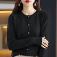 thumbnail image 2 of Stichou Womens Cardigans Lightweight Crewneck Long Sleeve 2026 Button Down Sweaters Soft Basic Ribbed Knit Tops Black XL, 2 of 6