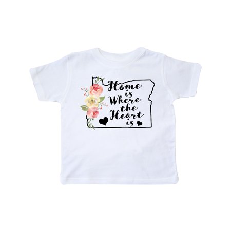 

Inktastic Oregon Home is Where the Heart is with Watercolor Floral Gift Toddler Toddler Girl T-Shirt