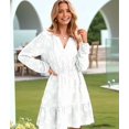 thumbnail image 5 of Women'S Casual Long Sleeve Babydoll Flowy Dress V Neck Swing Party Mini Dress White M, 5 of 9