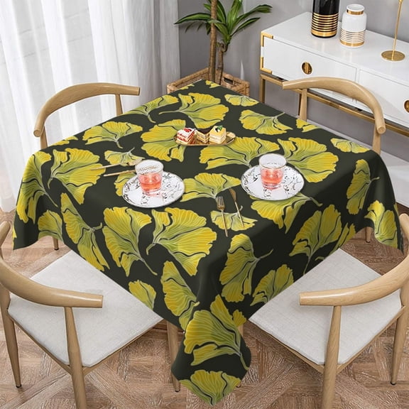 Ginko Biloba Print Tablecloth Yellow Leaves Custom Table Cover For Home Party Dining Room Fashion Table Cover Tablecloths