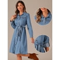 thumbnail image 2 of DARING DIVA Denim Shirt Dress Long Sleeve Belted Dress S Light Blue, 2 of 6