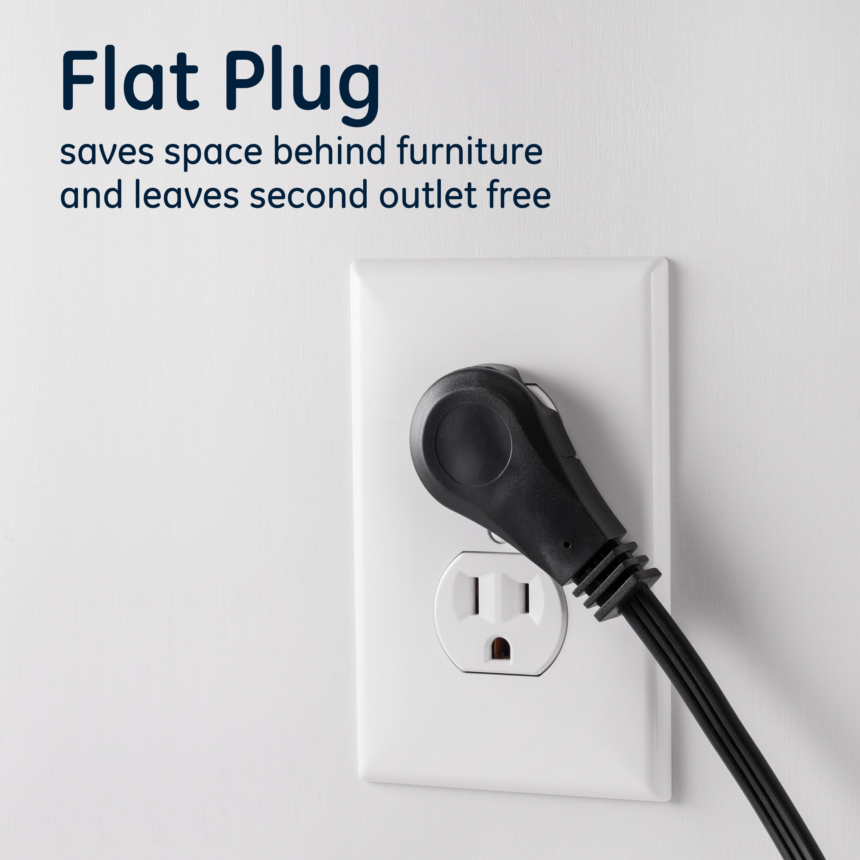 General Electric 3-Outlet Extension Cord, 15 ft., Indoor, Right Angle Plug, 15A, Black, 56987