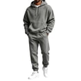 thumbnail image 2 of 2026 Men's Hoodie Sweatshirt Jogger Pants 2 Piece Set Winter Casual Fleece Hoodies and Sweatpants Outfits Jogging Suits Sets Dark Gray 3XL, 2 of 6
