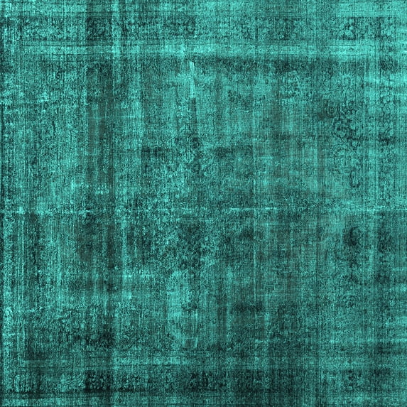 Ahgly Company Indoor Square Abstract Turquoise Blue Contemporary Area Rugs, 5' Square