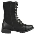 thumbnail image 3 of Forever Women Shoes Combat Army Style Boots Lace Up Side Zipper Booties Black Leather / Suede 8.5, 3 of 4