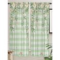 thumbnail image 5 of Watercolor Floral Living Room Curtains 2 Panel, Spring Flowers Leaves Botanical Green Plaid Cafe Window Treatment, Extra Long Farmhouse Bedroom Bathroom Kitchen Curtains Drapes 104"x72", 5 of 6