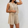thumbnail image 2 of FINALGANG Womens Geometric Striped Print Two Piece Outfit Crew Neck Sleeveless Crop Top High Waist Shorts Casual Matching Set For Daily Summer Wear Stylish Set, 2 of 4